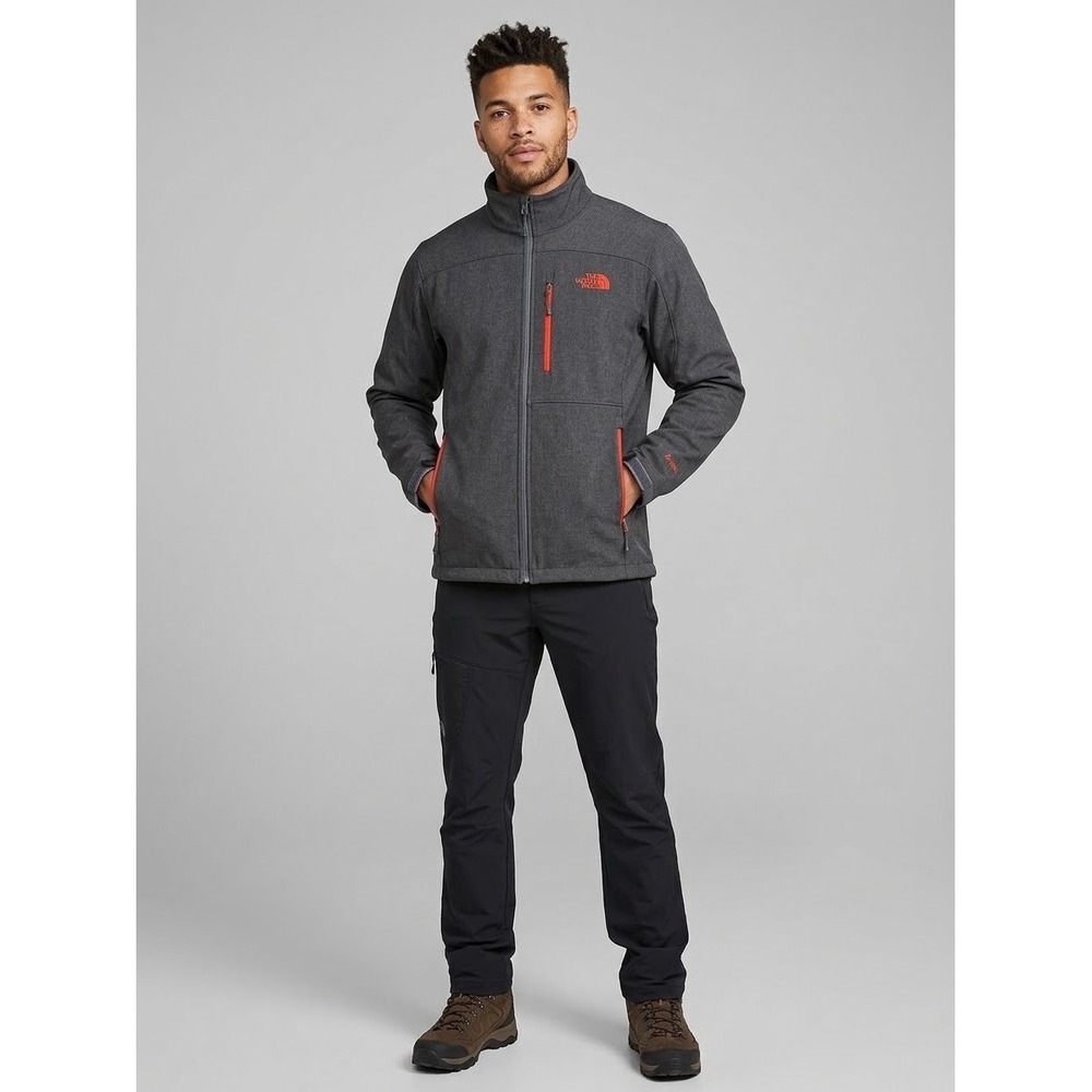 The North Face Apex Bionic 2 Jacket Mens Large Grey Orange WindWall Softshell